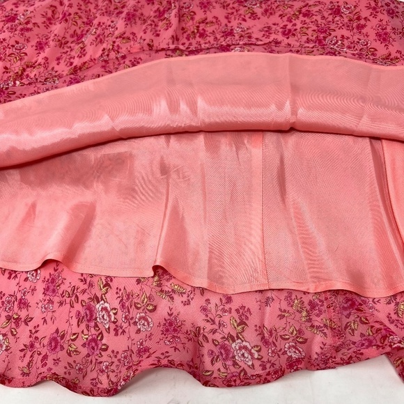 David Warren NY Ditsy Floral Ruffles Long Maxi Dress Ruffles Size 12 Dusty Rose - Picture 13 of 16